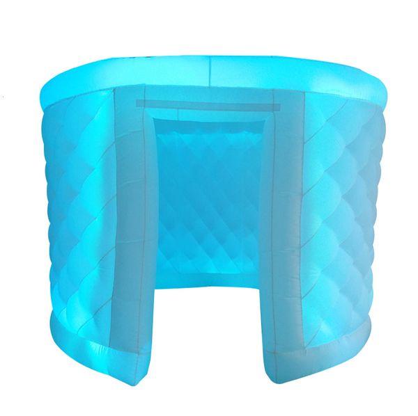 Oval Shape 360 Inflatable Photo Booth Enclosure Backdrop RGB LED Lights Portable Tent for Party Wedding Event 3x2.4m