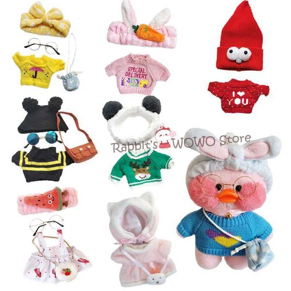 30cm LaLafanfan Cafe Duck Plush Toys LaLafanfan Clothes Cartoon Stuffed Dolls Ducks Accessories Outfit Hair Band Kids Girls Gift Y240801