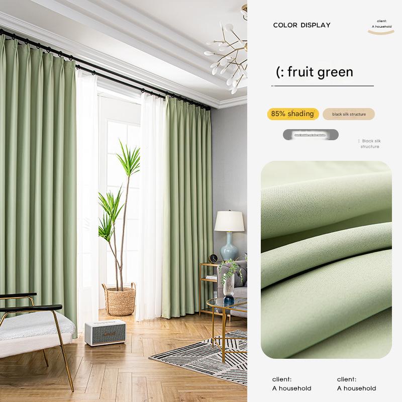 YL-36767 cream blackout curtain 2025 new thickened bedroom living room hook-style light luxury modern simple bay window