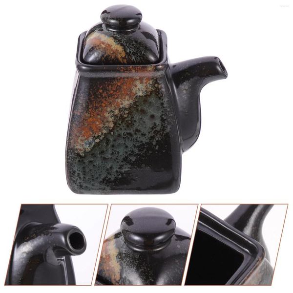 Storage Bottles Ceramic Soy Sauce Pot Black Jar Kitchen Oil Container Bottle Soybean Condiment Ceramics Dispenser Pourer