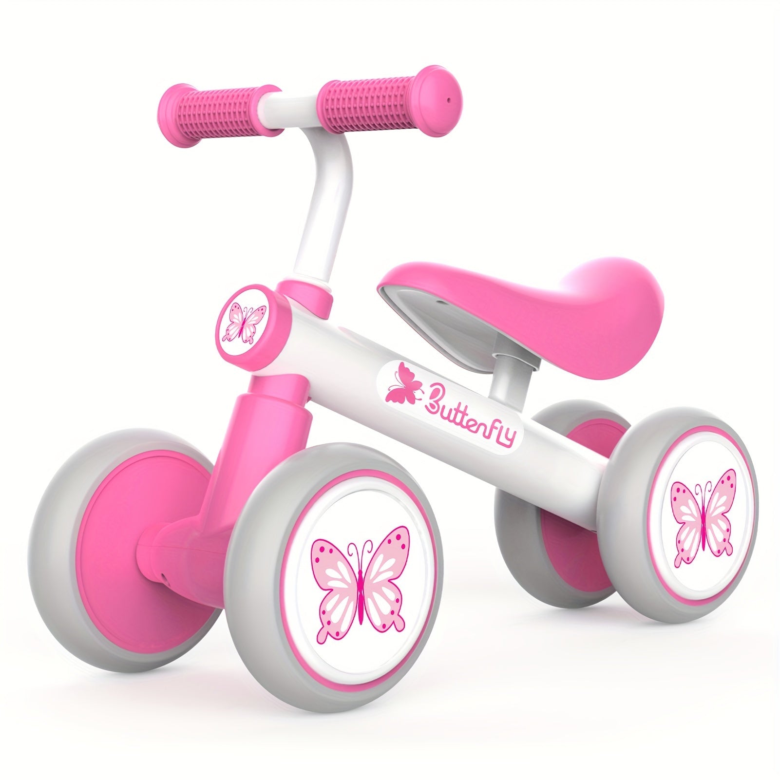 TEMU 1-2-3 Year Old Balance Bike With Silent Non-slip Tires, Sturdy Frame & Pink- - Heavy-duty Construction, Low-resistant Training Wheels, Safe