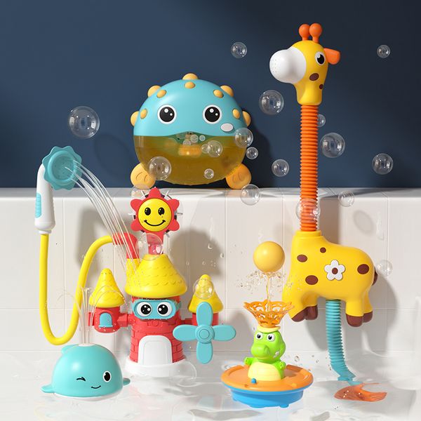 Children Electric Playing Water Bath Bathroom Bubble hine Baby Bathtime Shower Toys Light Spray Set 230923