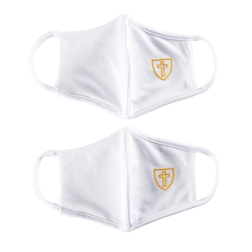 Youth Face Mask with Cross, White (Pack of 2)