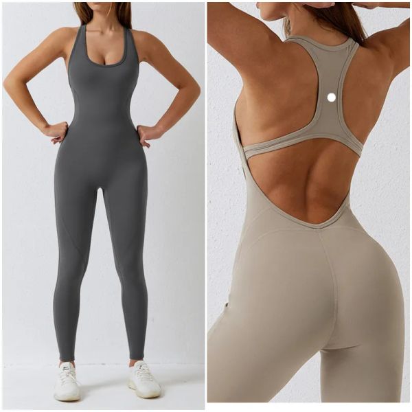 L-8065 Womens Jumpsuits Yoga Outfits lingerie Sleeveless Close Dance Jumpsuit Long Pants Bodysuit Fast Dry Breathable