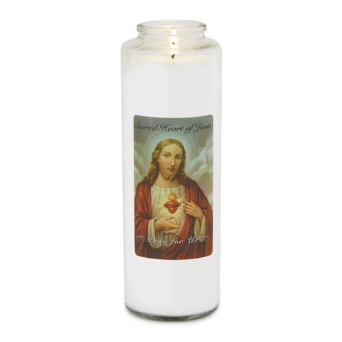 Sacred Heart Devotional Glass Candle- 6-7 Day - Box of 12
