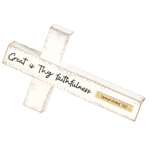 Great Is Thy Faithfulness Leaning Tabletop Cross