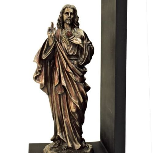 Sacred Heart of Jesus Bronzed Bookend