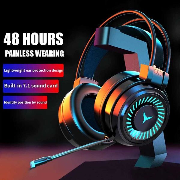 Headsets 3.5mm wired earphones 7.1 surround sound USB gaming earphones bass earphones helmet with microphone LED light suitable for laptop p
