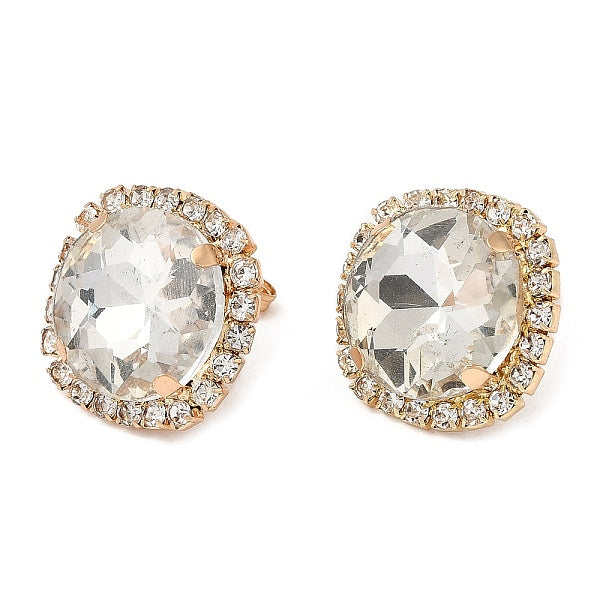 Boucles d'oreilles rondes et plates en verre transparent