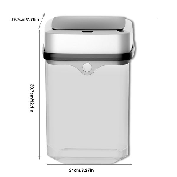 Waste Bins 12L Intelligent Sensor Garbage Bin Sealed Garbage Bin Rubber Plastic Contactless Garbage Bin Manager Airtight Kitchen 230406