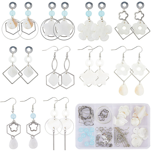 Kit de fabrication de boucles d'oreilles pendantes en coquillage naturel