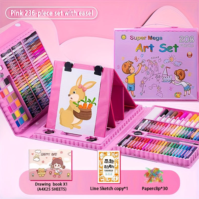 TEMU 208-228pcs Of Art Supplies, Adult Painting Art Set; Art Kit Includes Oil Pastels, Crayons, Colored Pencils, Markers, Watercolor Brushes; Artist