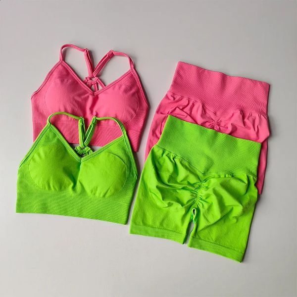 2 PCs Yoga Conjunta Women Women High Workout Roupfits Gym Wear Gym Clothing Sports Sports Fitness Tracksuit Sportswear Shorts Terno 241210