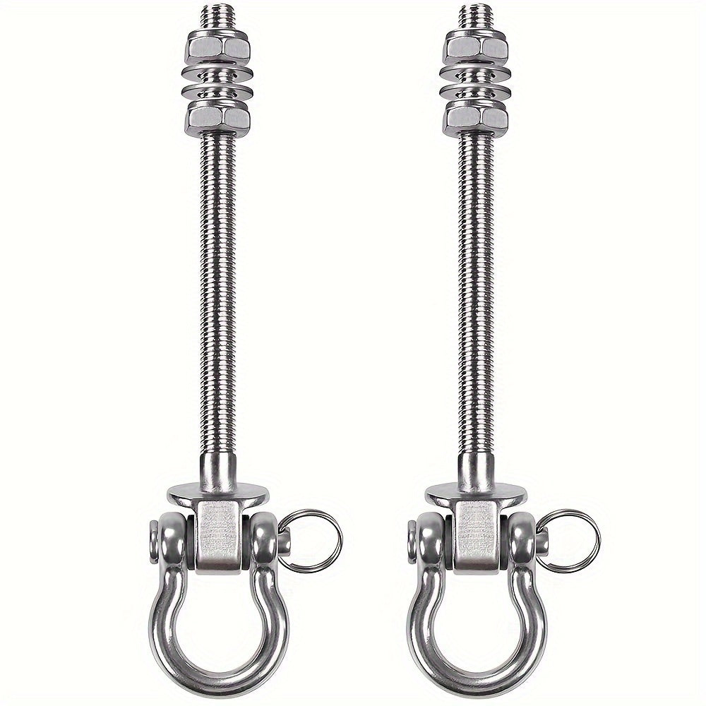 TEMU 2pcs Heavy Duty 304 Stainless Steel Beam Hangers - 1800 Lb Capacity Swing Hooks With , Removable & Adjustable Design For Wood-, Gym Equipment,