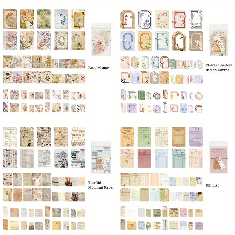 TEMU 400pcs (4pcs) Series Paper, Aesthetic Paper, Supplies Decorative Paper Material, Scrapbooking Kit, For Diy Decoration, Stickers, Notebook, Art