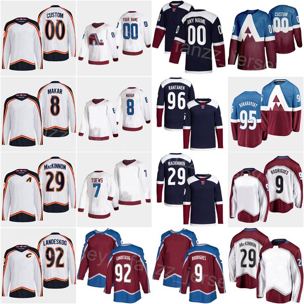 Men Kids Women Hockey 2023 Reverse Retro 29 Nathan MacKinnon Jersey 8 Cale Makar 92 Gabriel Landeskog Mikko Rantanen Devon Toews Andre Burak