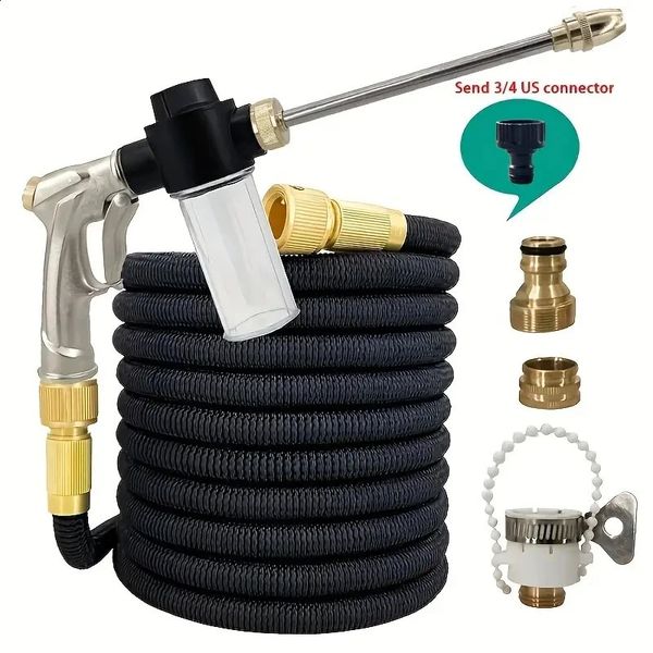 High quality flexible expandable garden hose high-pressure nozzle long rod spray cleaning gun car wash hose garden hose 240829