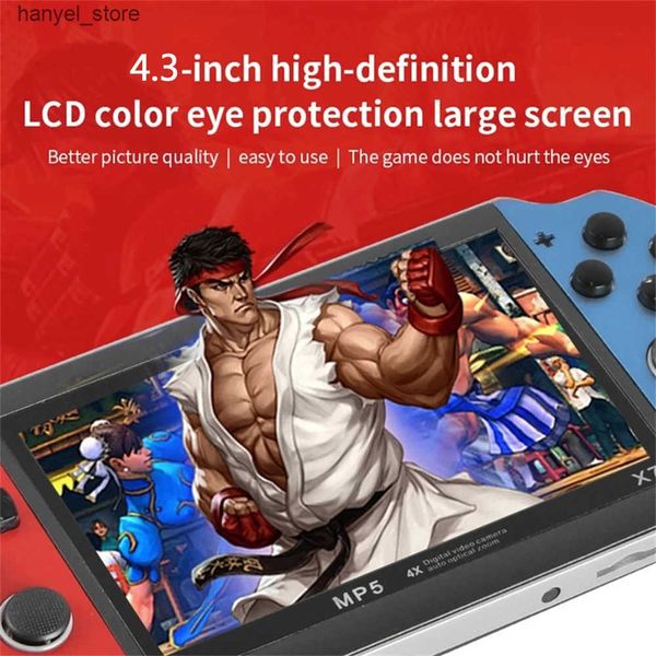 Portable Game Players X7 4.3-inch handheld game console I screen portable video game player HD game console 10000 games support video e-book