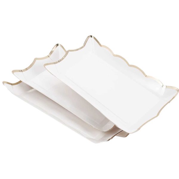 Decorative Plates 4 Pcs Square Paper Lace Plate Cookie Trays for Parties Party Flatware Cake Serving and Platters Decorative Disposable Cutl