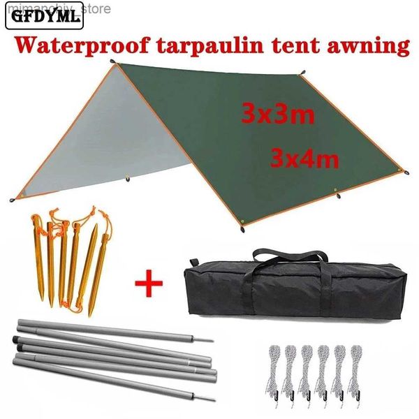 Tents and Shelters 4x3m 3x3m Awning Waterproof Tarp Tent Shade Ultralight Garden Canopy Sunshade Outdoor Camping Hammock Rain Fly Beach Sun