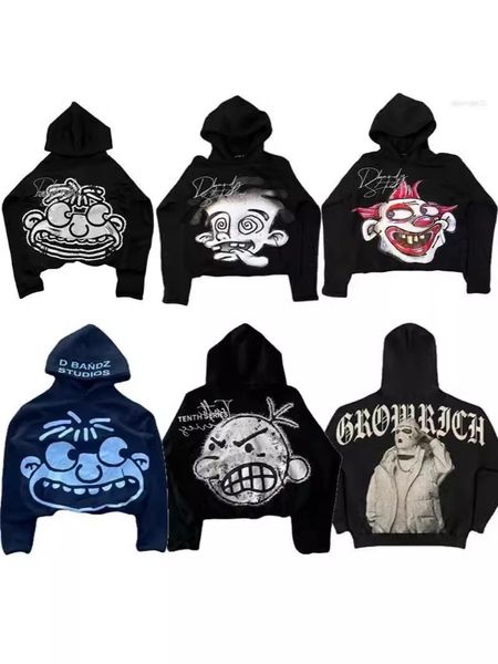 Men&#039;s Hoodies Streetwear Y2K Pullover Hoodie Harajuku Hip Hop Cartoon Graphic Print Oversized Sweatshirt Gothic Clothing Men Women
