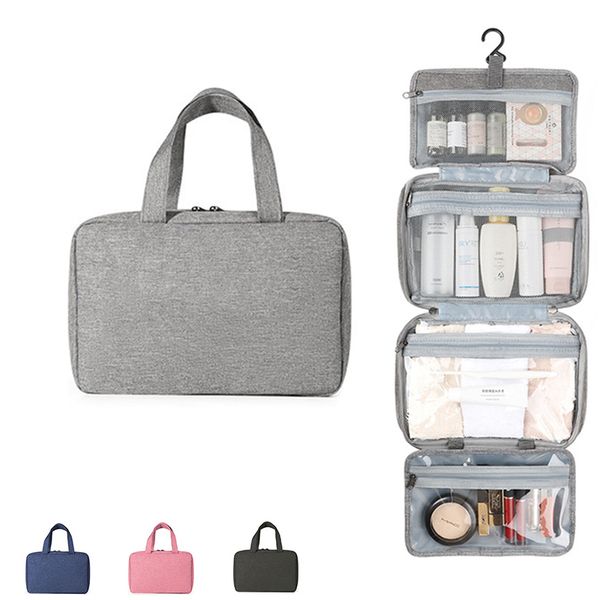 Travel Organizer Hanging Hook Water-resistant Makeup Cosmetic Toiletry Bag Shampoo Full-size Container Toiletries Storage Case Portable W017
