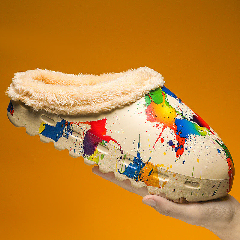 Designer Slides Sandals - Flat Cotton Furry Slippers for Women & Men, Thick Bottom, Sizes 29-45 ca99