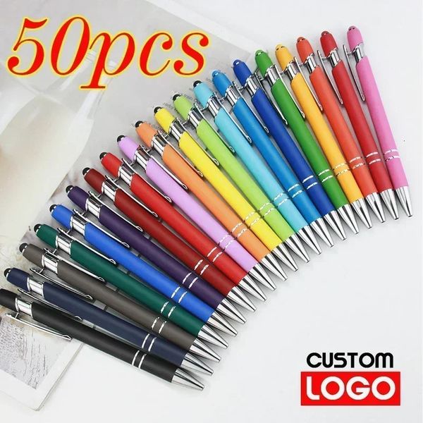 50 lightweight metal dot pens touch screen pens office school advertising pens customized text engraving laser engraving 250210