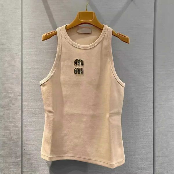 Women&#039;s Tanks Camis Brand Design Womens Camissol Diamond Letter Fashion Tank Top High Quality Cotton Short sleeved T-shirt Casual Sling