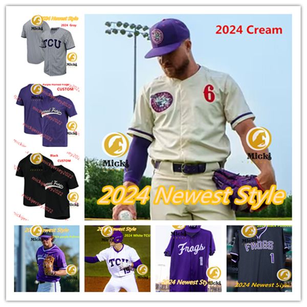2024 TCU Baseball Jersey Ryan Vanderhei Kole Klecker Cam Brown Louis Rodriguez Luke Savage Braeden Sloan TCU Horned Frogs Jerseys Custom Sti