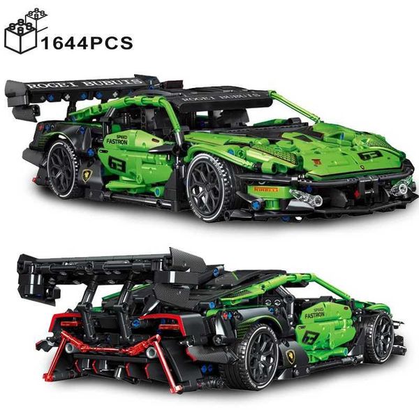 Blocks 1644PCS Technical Green Super Speed Lamborghinis Sport Car Model Building Blocks Famous Vehicle Assemble Bricks Toys For Adult Y24110