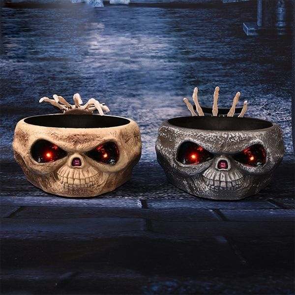 Christmas Toy Supplies Halloween Electric Candy Bowl with Jump Skull Hand Scary Eyes Party Creepy Decoration Haunted Ktv Bar Horror Prop 220