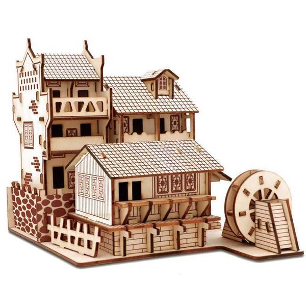 Chinese Architecture 3D Wooden Construction Puzzles Building House Model Wood Jigs DIY Educational Toys For Children KidsXJ241120