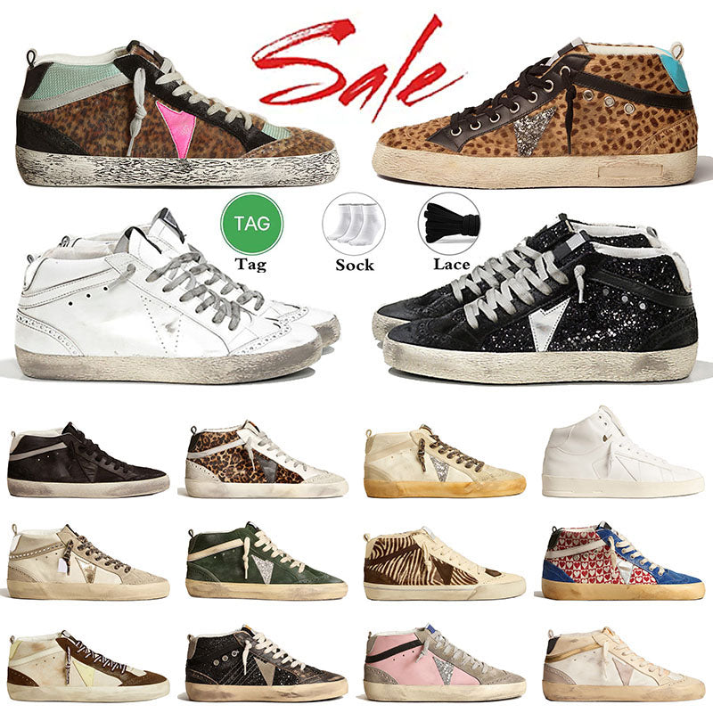 Top Quality 2025 Women Mens Mid Designer Shoes Size 12 Canvas Men Trainers Suede Leather Glitter Silver Pink Vintage Loafers Woman Platform Sneakers