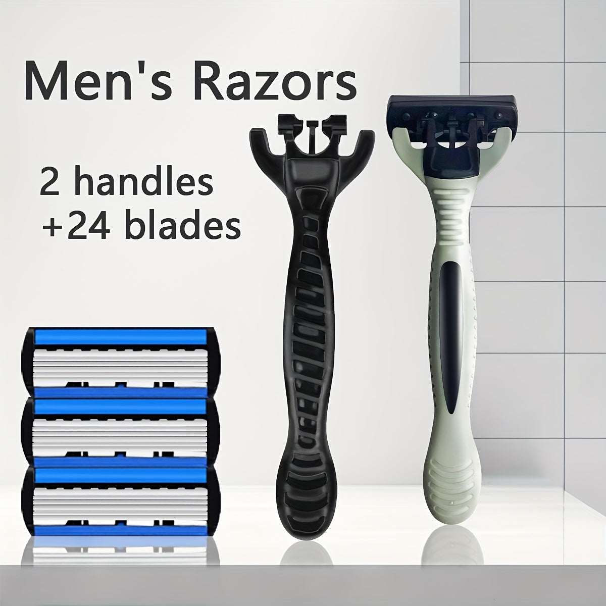TEMU 26pcs Premium Mens Safety Razor Set - 2 Handles With 24 Ultra-sharp Blades - For Smooth Hair Removal - 6-layer Stainless Steel Shaving Heads -