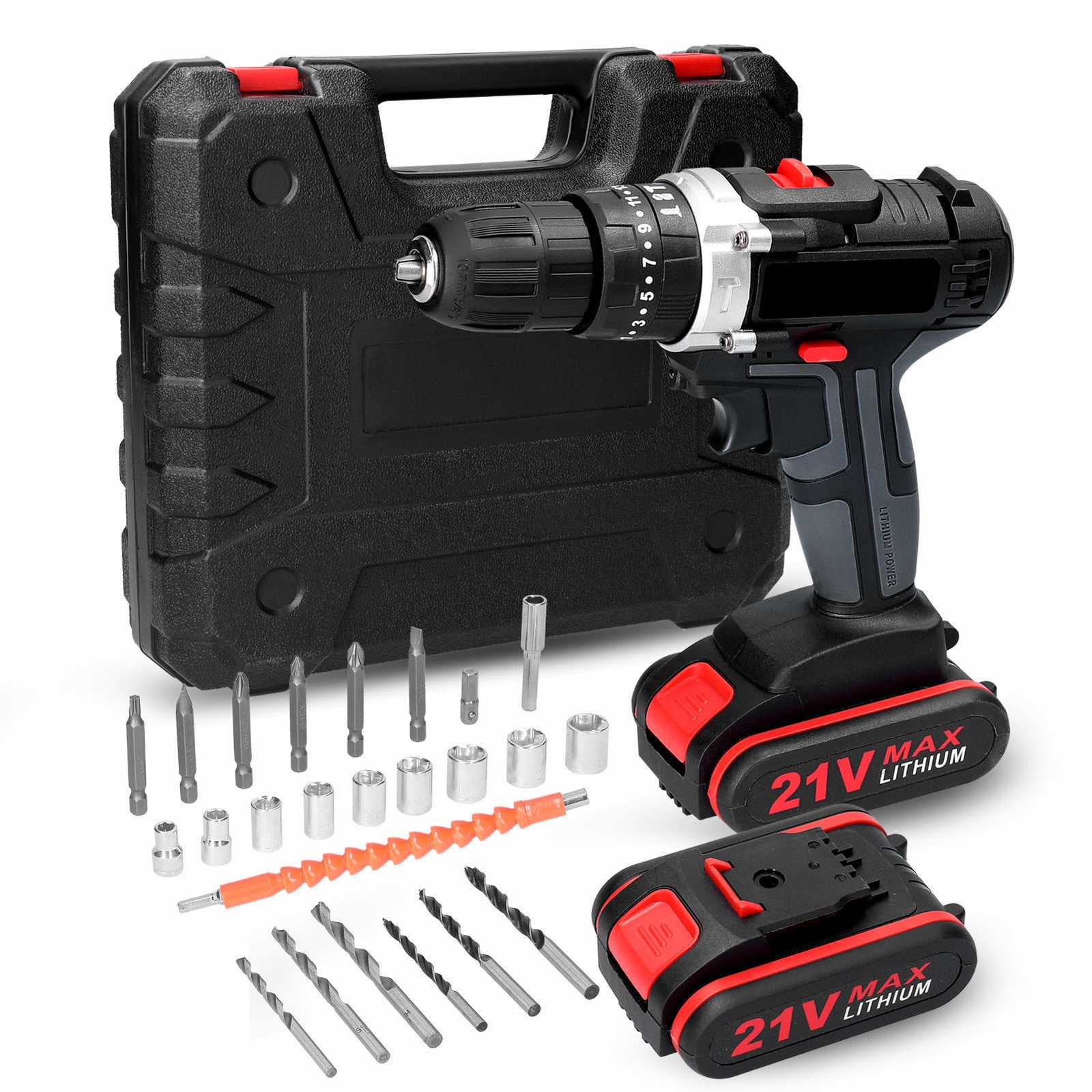 Electric Drill 21V Electric Drill Set Impact Cordless Drill Highpower 25 Gears of Torques Adjustable Electric Screwdriver Hand Drills 2500rpm 230301