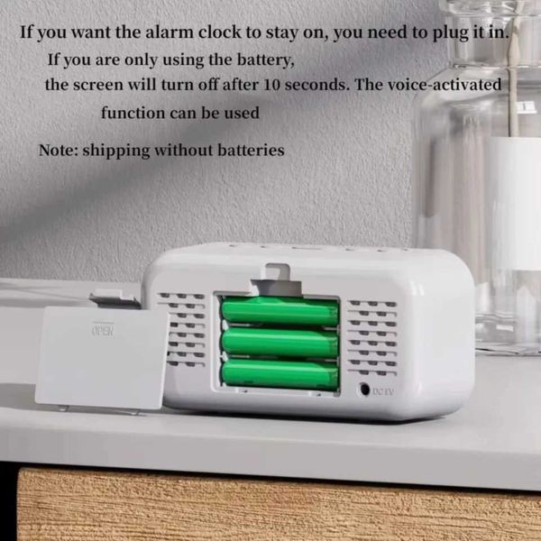 Alarm Clock Plug In Electronic Digital Clock Dual Alarms Temperature Table Clock 12-24H Brightness AdjustmentT250114