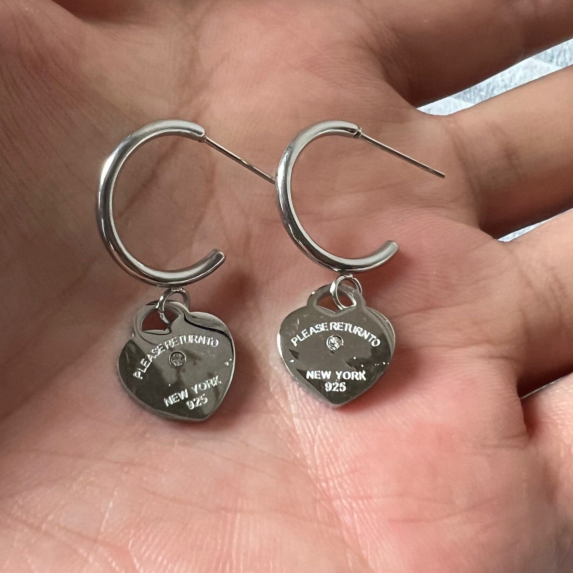 316L Stainless Steel T hoops Girls branded designer moissanite diamond heart stud 18k Gold silver rose women earrings wedding jewelry birthday gift