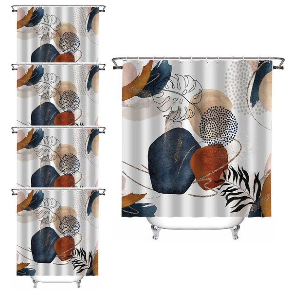 5PCS-1PCS Boho Shower Curtain Set Stylish 72 X 72 Modern Mid Century Curtain Bohen Bathroom Curtain At He for Bath Decor Y250116