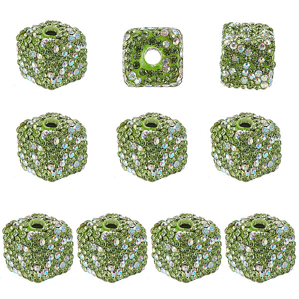 10Pcs Rhinestone Clay Pave Glass Beads