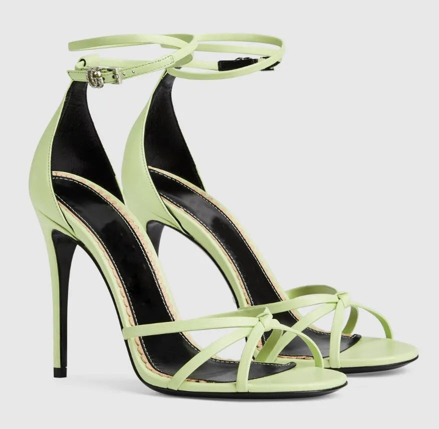 Summer Luxury Brands Patent Leather Sandals Shoes Strappy High Heel Gold Black Red Pumps Party Wedding Gladiator Sandalias With Box.EU35-43