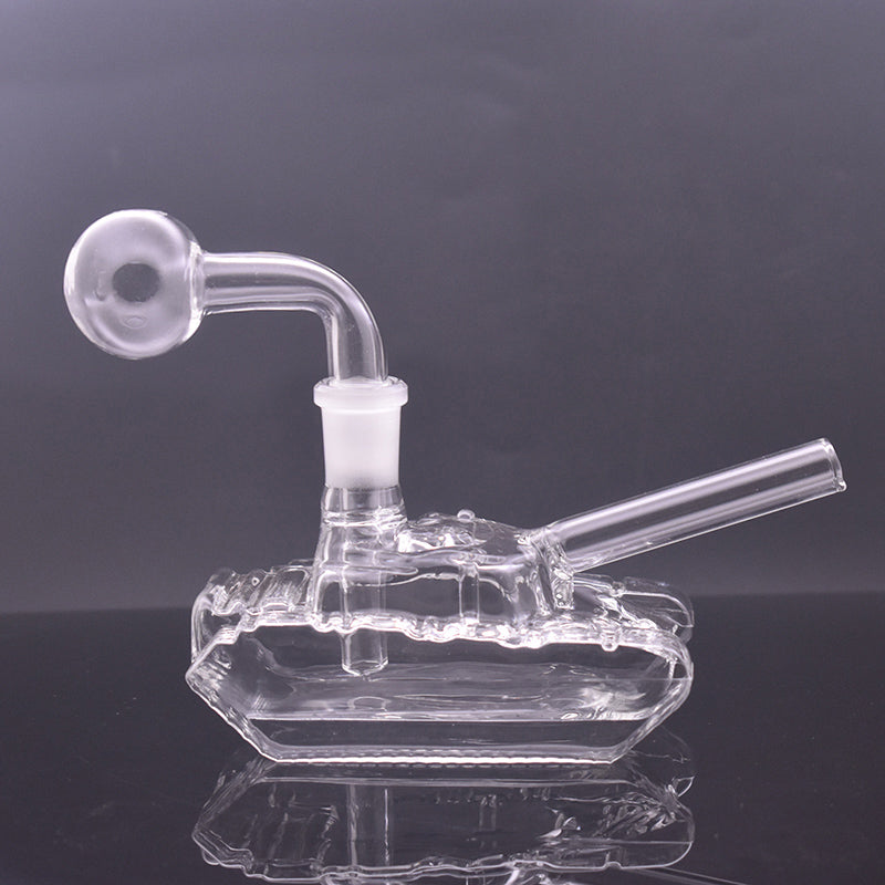 Hot Sellling TANK Shape Bubbler Smoking Water Pipe Glass Oil Burner Bong Recycler Ash Catcher Bong with Removable 30mm Ball 14mm Male Glass Oil Burn