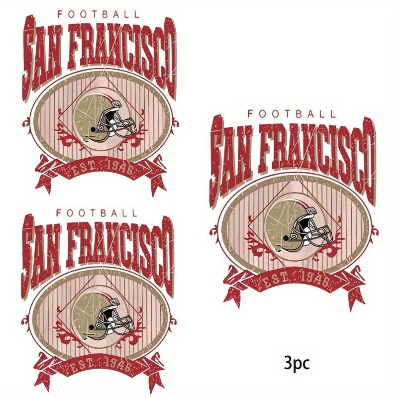 TEMU 3pcs San Francisco Football Vinyl Iron-on Transfers, Mixed Color, Durable & Fun For T-shirts, Jeans, Sweatshirts, And Backpacks, Backpack