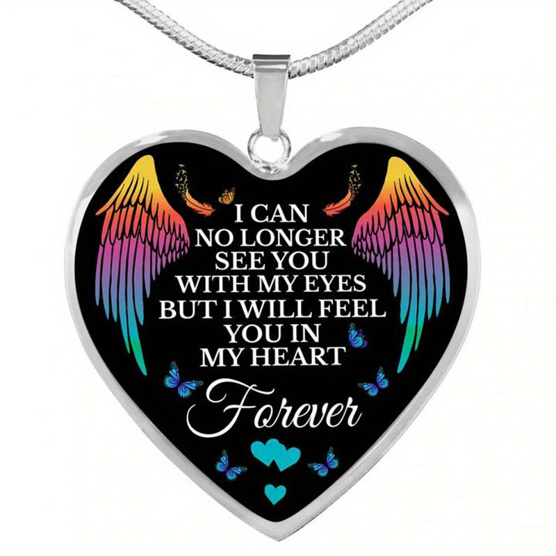 TEMU I Can No Longer See You With My Eyes Heart Shape Pendant Necklace, Remembrance Gift