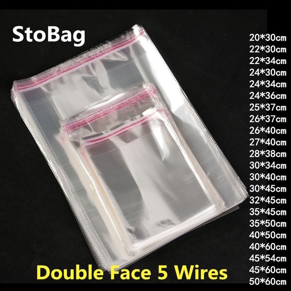Packaging Bags StoBag 100pcs Clear Self Adhesive Cello Cellophane Bag Self Sealing Plastic Bags Clothing Jewelry Packaging Candy OPP Reseala