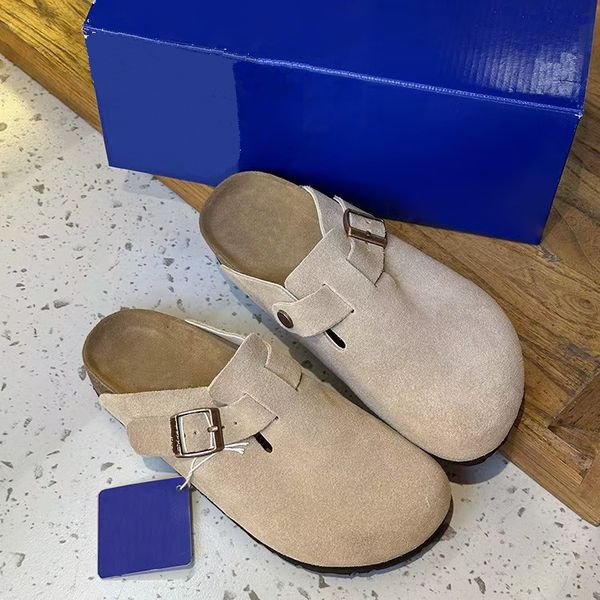 Designer Slippers luxury Clogs Women Men Sandals Mules Cork Flat Soft Fluffy Fashion Suede Taupe Summer Leather Slide Outdoor Beach Casual S