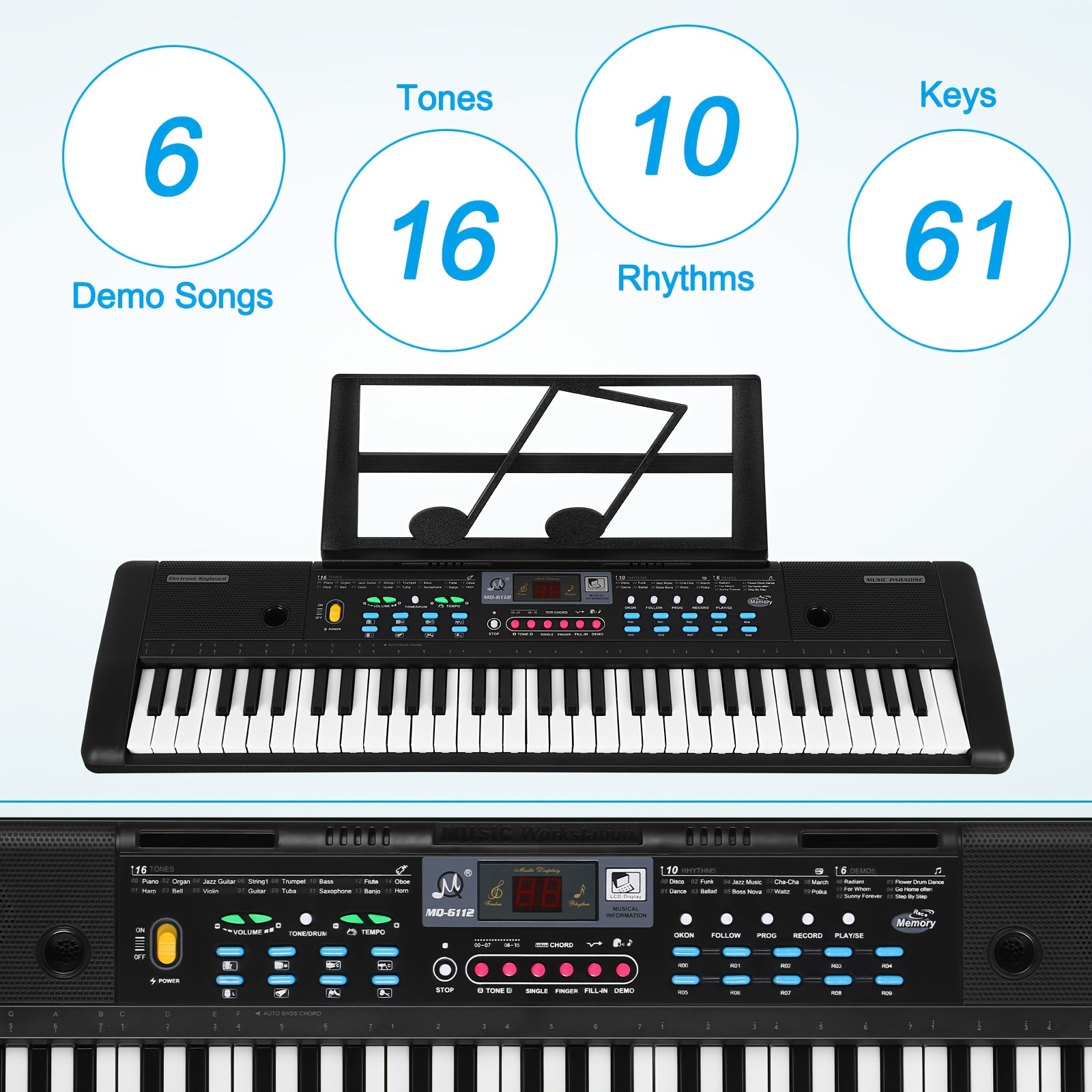 TEMU 1pc 61-key Portable Electronic Keyboard With Microphone, Electronic Keyboard, Perfect Entry- For Music Enthusiasts, Beginners, Ideal Valentine's