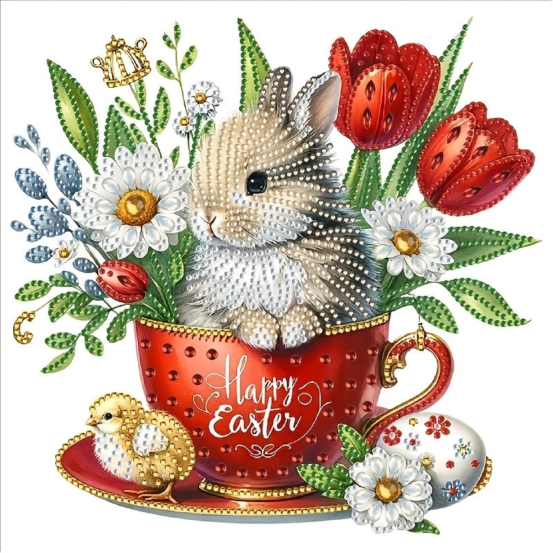 TEMU 5d Special Shape Diamond Painting Kit, Easter Bunny And Chick Design, Painting For Home Wall Decoration, 11.8x11.8inch Canvas, Adult Holiday