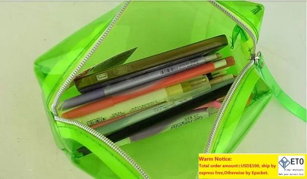 Pencil Bags PVC Pencil case students pen boxes candy color student suppy supplies bag epacket