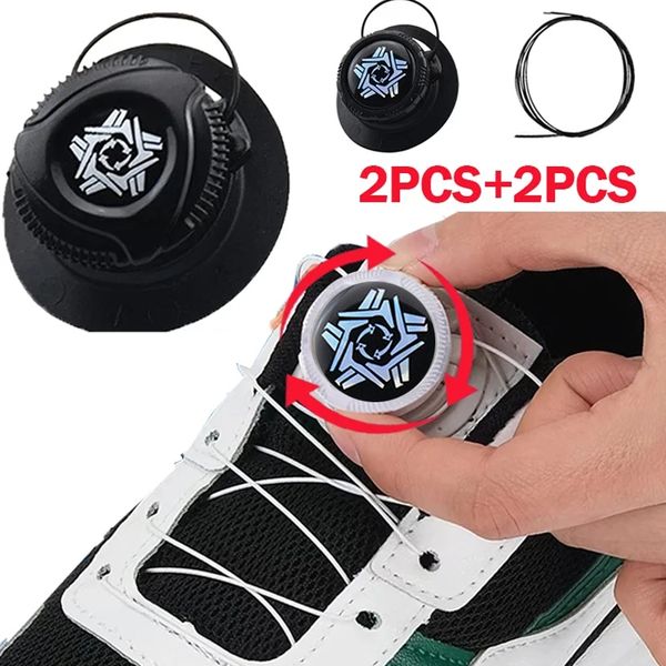 New 2024 Automatic Sneakers Swivel Buckle Shoelaces Without Ties Lazy No Tie Laces Adults Kids Shoe Accessories 1pair 7265